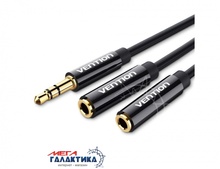  0,3m Vention  AUX Stereo cable 3.5mm M to 2* 3.5mm F Black BBSBY