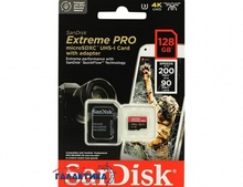  128GB SanDisk Extreme Pro A2 microSDXC (UHS-1) Class 10 V30 (R200MB/s, W90Mb/s) + adapter