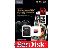  256GB SanDisk Extreme Pro A2 class 10 V30 R200MB/s, W140MB/s + adapter (SDSQXCD-256G-GN6MA)